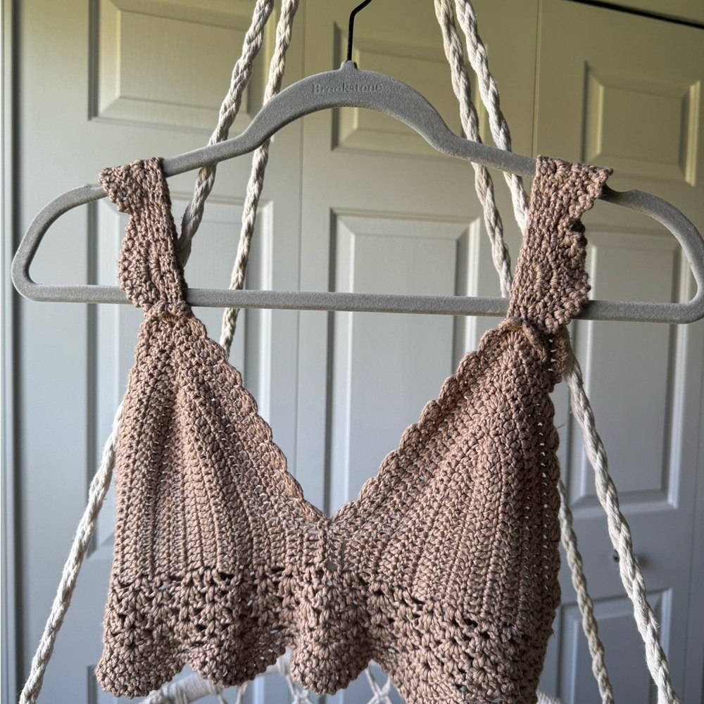 Brown Crochet Bralette Top